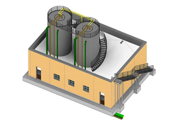 A 3D CAD drawing of the MagPrex™ installation at the Central Valley Water Reclamation Facility. 