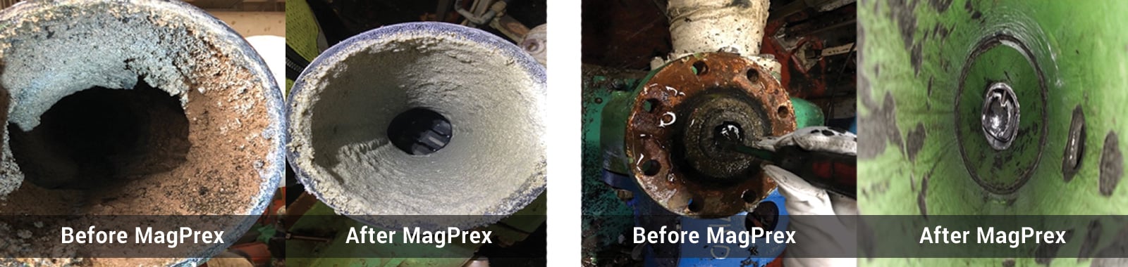 Centrate Pipes and Pump before and after MagPrex™ installation.